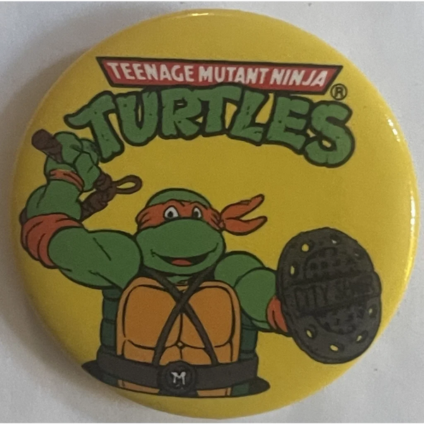 Vintage Teenage Mutant Ninja Turtles Movie Pin, Michelangelo Swinging, 1990 TMNT