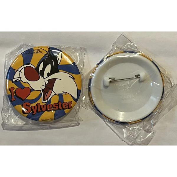 Vintage 1995 Looney Tunes Pin, I Love Sylvester, Unopened in Package!