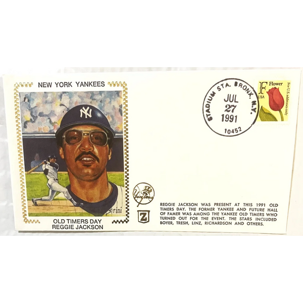 Vintage 1991 Reggie Jackson Embossed Stamped Envelope, NY Yankees Tribute, Bronx