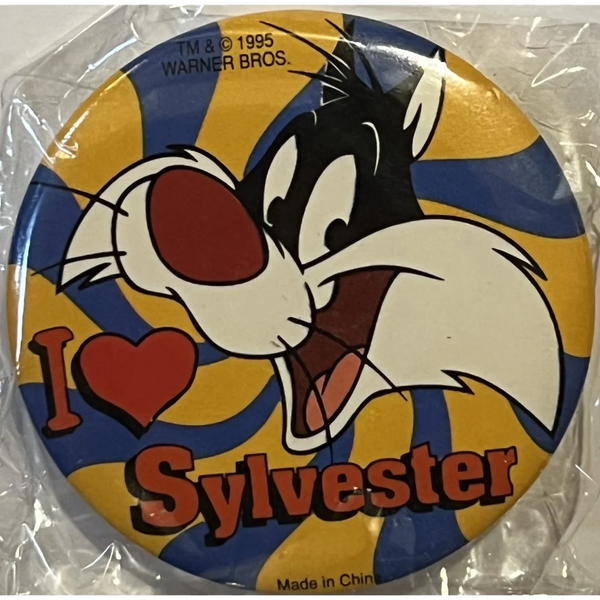 Vintage 1995 Looney Tunes Pin, I Love Sylvester, Unopened in Package!